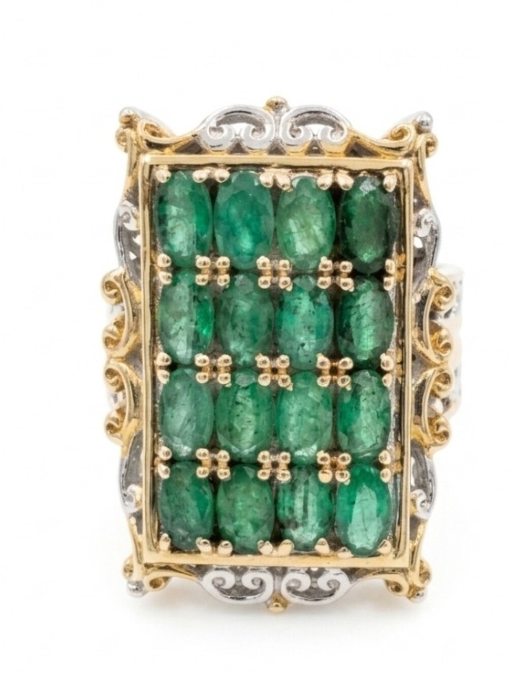 Genuine Emerald Ring Palladium Sterling Silver 24K Size 6.5
